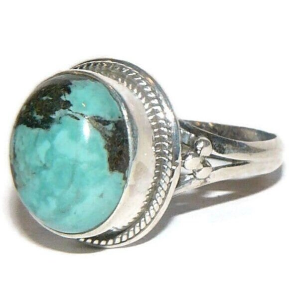 Genuine Turquoise Sterling Silver Ring Adjustable - Picture 1 of 6